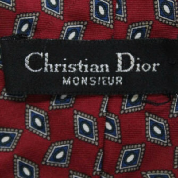 Christian Dior Red Silk Graphic Printed Neck Tie - Picture 6 of 6